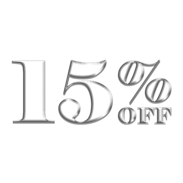 15 Percent Discount Offers Tag with Silver Style Design