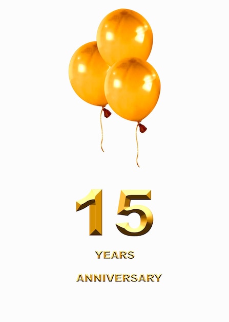 15 verjaardag gouden cijfers op een feestelijke achtergrond poster of kaart
