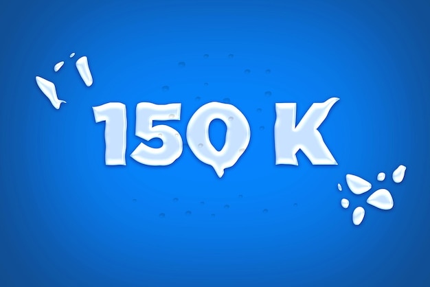 150 K subscribers celebration greeting banner with water design