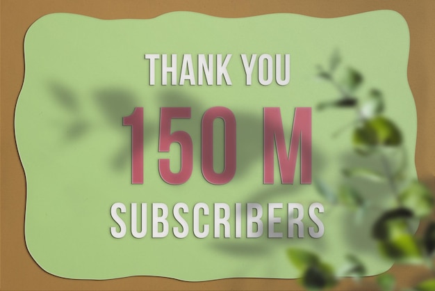 150 million subscribers celebration greeting banner with paper design