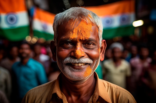 Photo 15th august happy independence day of india flag and people