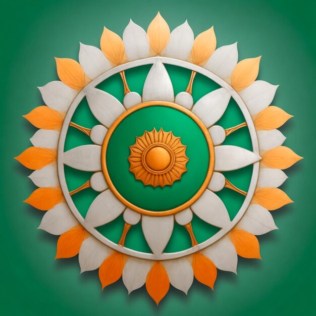 15th August Indian Independence Day banner design with flowers shape flag and Ashoka Chakra