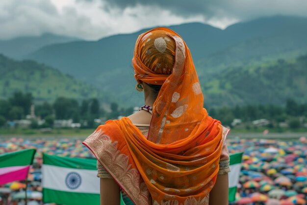 Photo 15th august indian independence day in kashmir