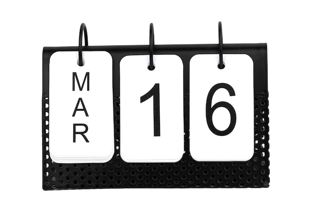 16 maart - datum op de metalen kalender
