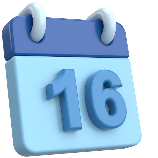 16th Sixteenth day of month Calendar 3D illustration