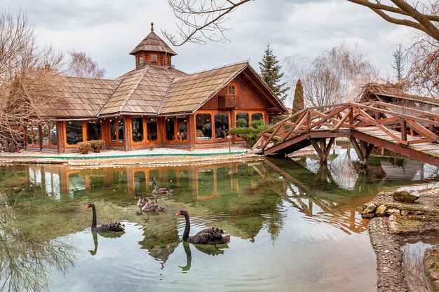 Photo 18 january 2024 stanisici bosnia i herzegovina ethno village of stanisici offers a glimpse into the regions rich cultural heritage with its charming old architecture and traditional houses