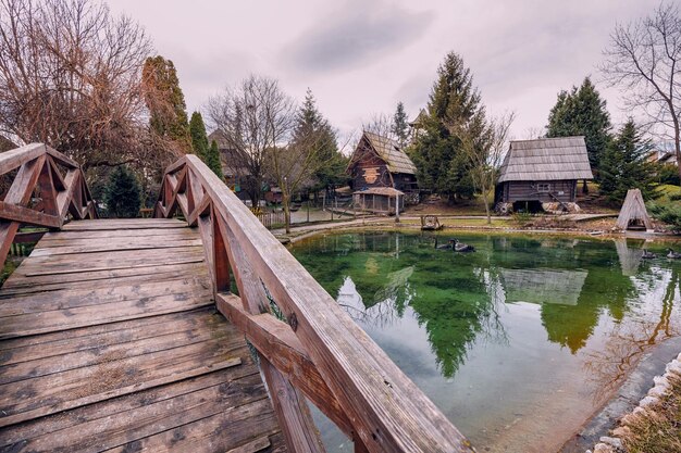 Photo 18 january 2024 stanisici bosnia i herzegovina ethno village of stanisici offers a glimpse into the regions rich cultural heritage with its charming old architecture and traditional houses