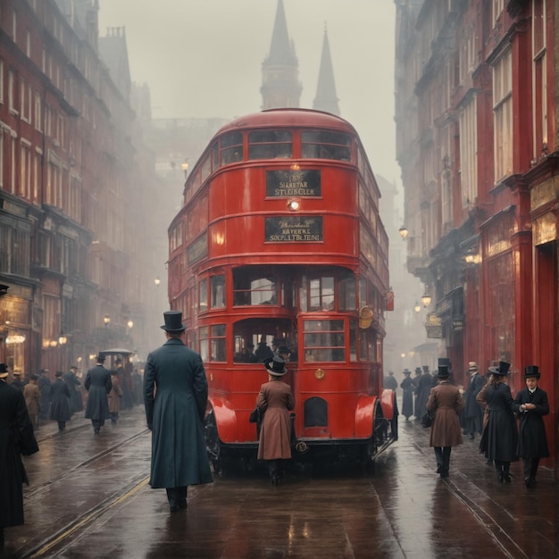 1880s misty London colour full street