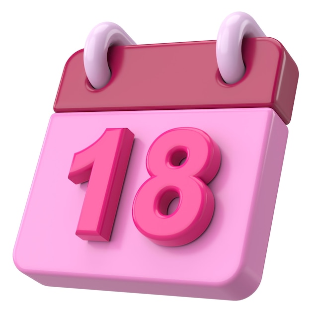 18th Eighteenth day of month Calendar 3D illustration