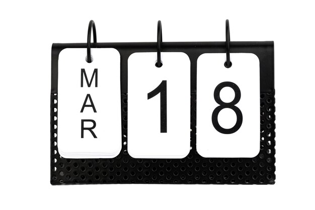18th of March - date on the metal calendar