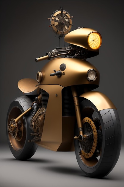 19 century Victorian era Steampunk style motorcycle