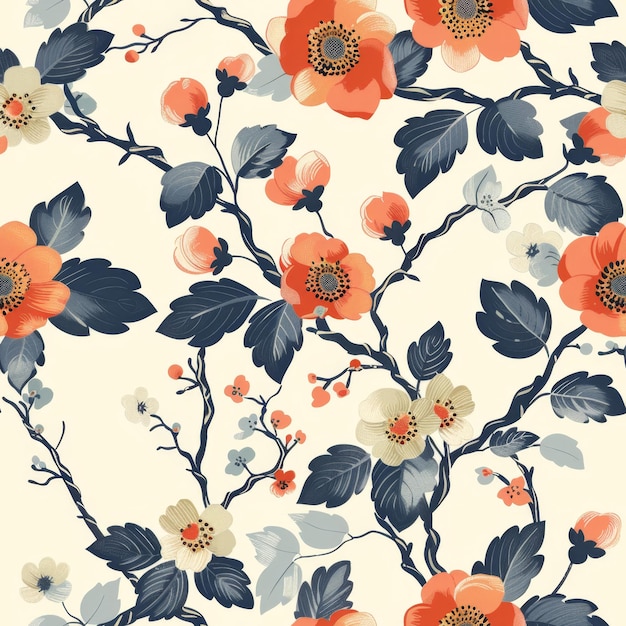 Photo 1920s vintage floral seamless pattern with art deco influence