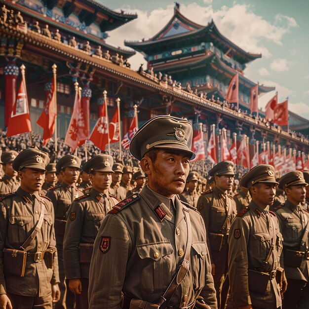 Foto 1932 celebrazioni militari giapponesi nel parco di hongkou