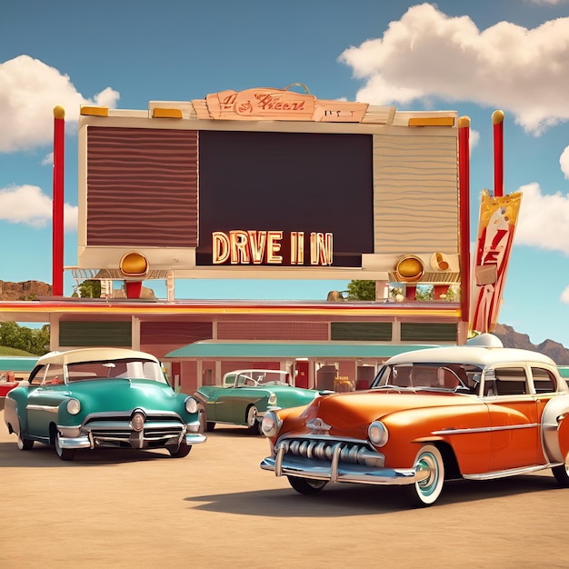 1950sstyle drivein theaters with classic movies on the big screen