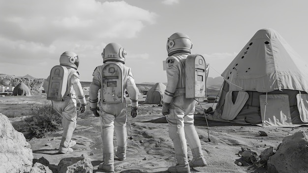 Photo 1960s interstellar peace corps volunteers working on alien worlds vintage uniforms