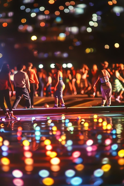 1970s roller disco Colorful lights illuminate the rink as skaters groove to disco beats embracing th