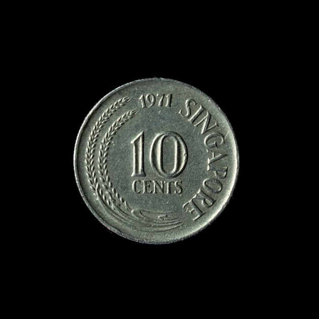 1971 Singaporean Ten Cents isolated