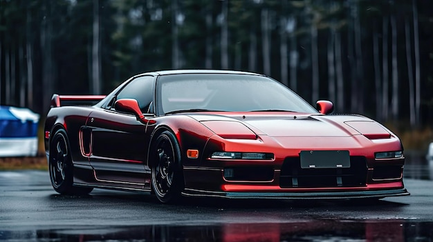 1991 NSX on rainy parking lot