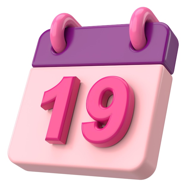 19e dag van de maand Kalender 3D-illustratie