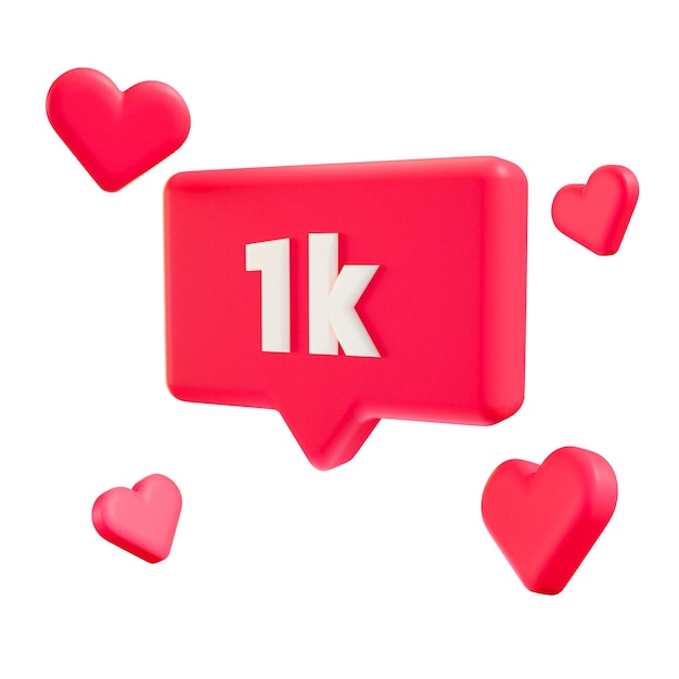 Photo 1k balloon 3d icon with hearts around