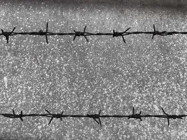 The 2 barbed wires line on the black old dirty board for background