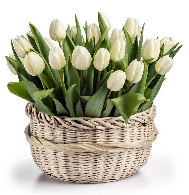 Photo 2 basket with white tulips genitive ai