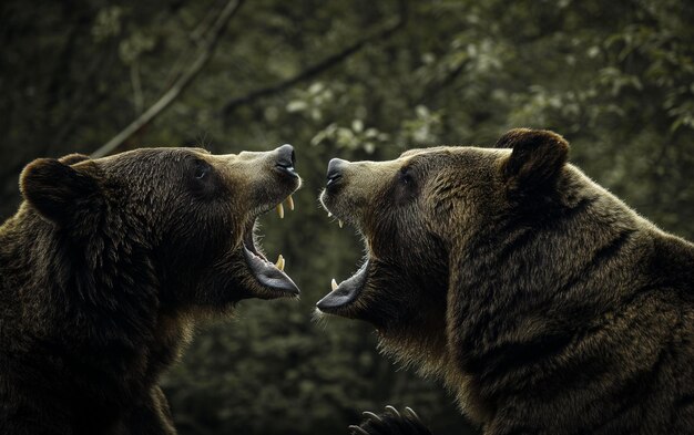 2 bears fighting in the woods Generative AI