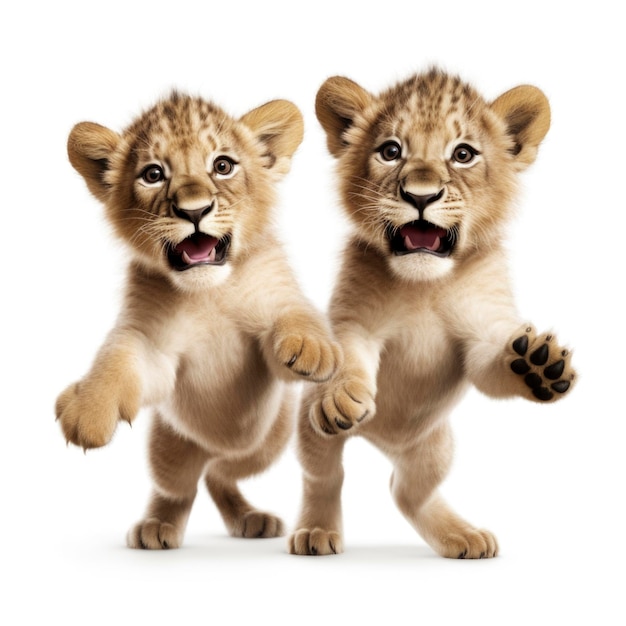 2 cub jumping in white background