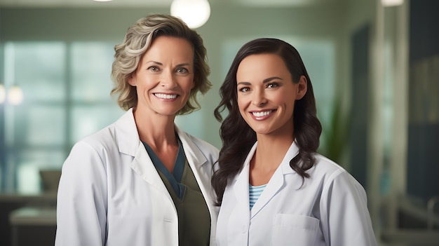 2 female doctors smiling created by generative ai technology