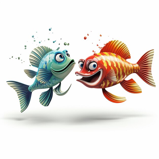 Photo 2_fishes_3d_on_white_background_pixart_cartoon_1e433d53