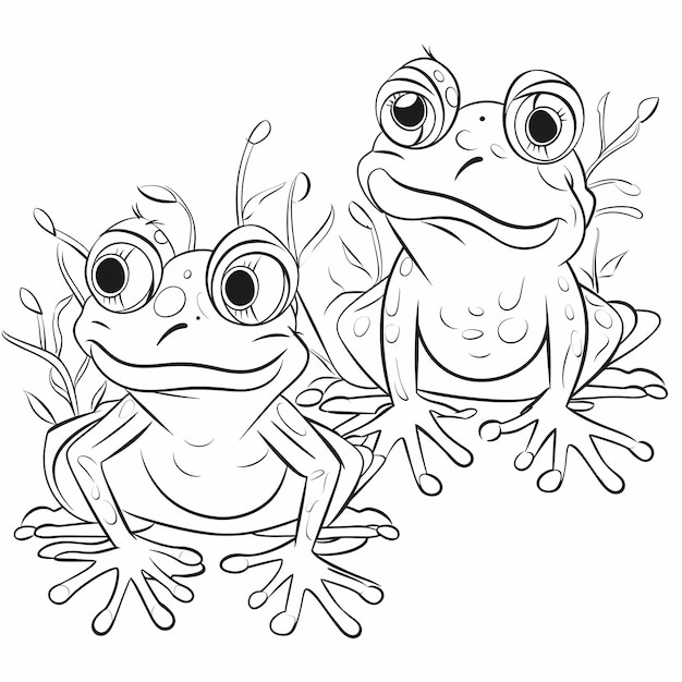 Photo 2 frogs for coloring book for kids