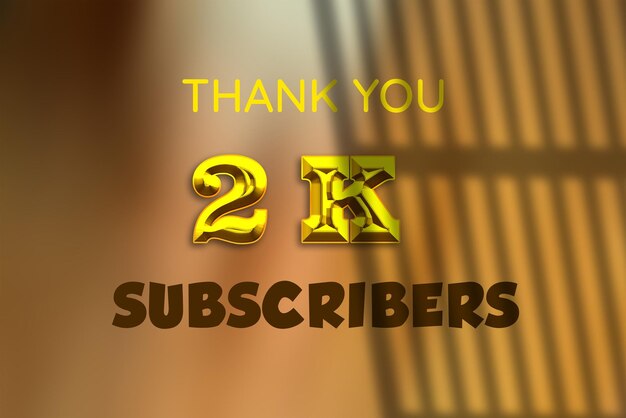 2 K subscribers celebration greeting banner with gold design