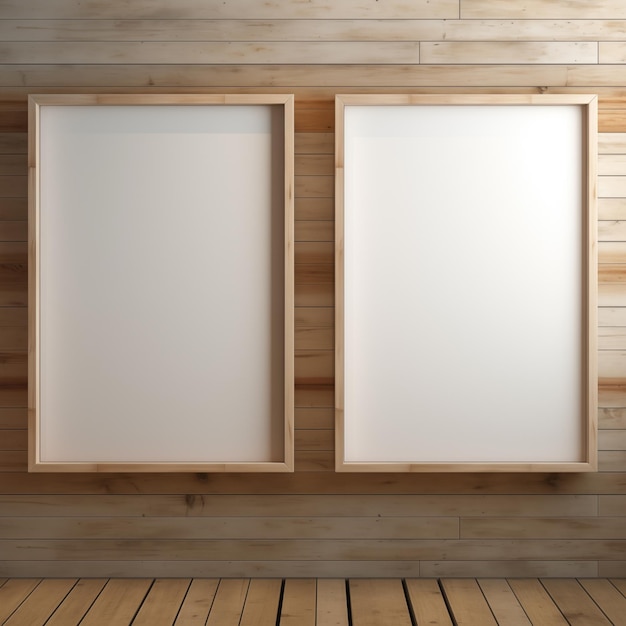 2 Light Wood Frames on Wall Aspect Ratio 23