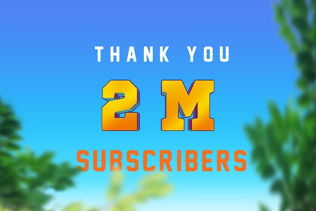 2 million subscribers celebration greeting banner with 3d design