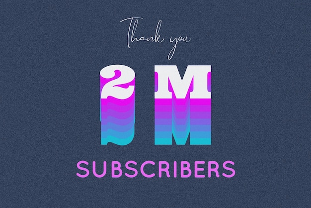 2 Million subscribers celebration greeting banner with multi color design