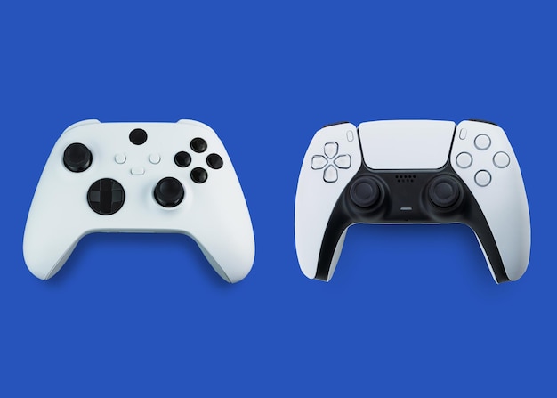 2 Next Generation Controllers van verschillende modellen op blauwe achtergrond.