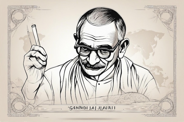 2 oktober vieren Mahatma Gandhi schets
