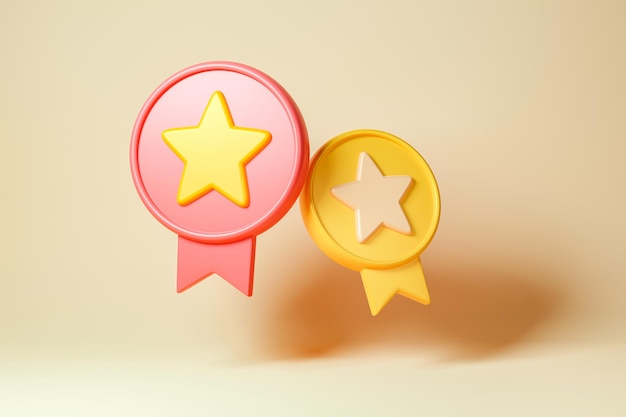 2 Star Rating concept Isolated icon on background 3d rendering