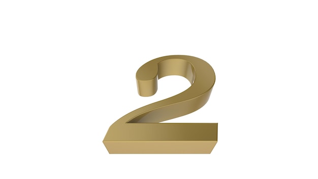 Photo 2 two gold number 3d illustration rendering