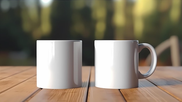 2 White mug mockups with a clean background