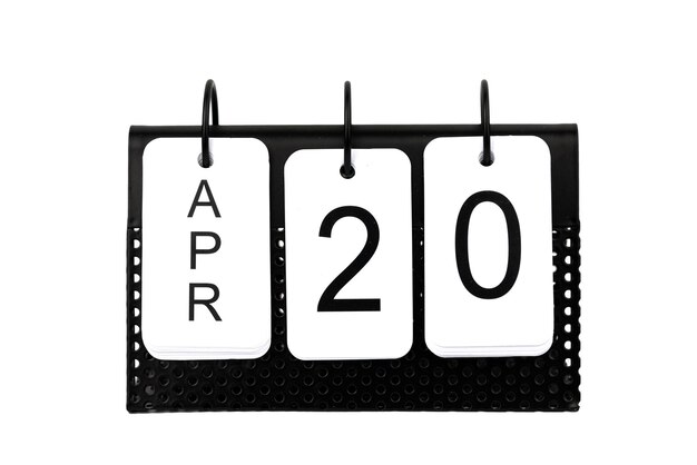 20 april - datum op de metalen kalender