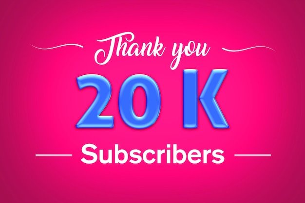 20 K subscribers celebration greeting banner with blue glosse design