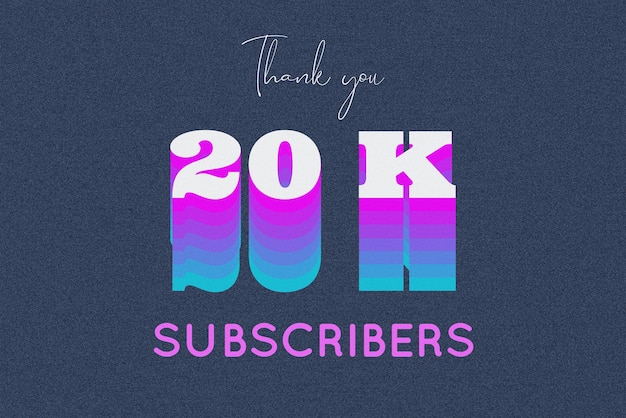 20 K subscribers celebration greeting banner with multi color design