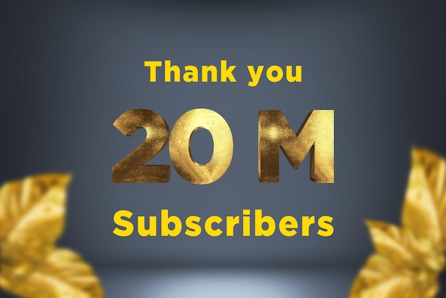 20 Million subscribers celebration greeting banner with gold design