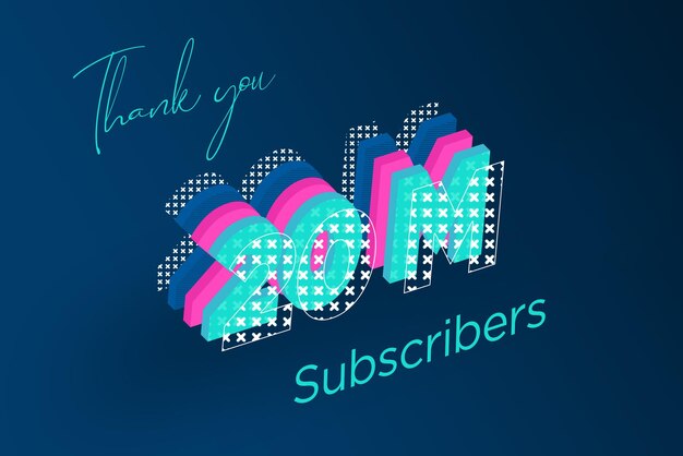 20 million subscribers celebration greeting banner with multi layers design