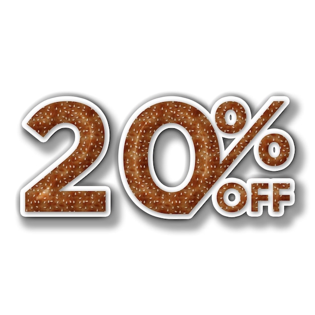 Photo 20 percent discount offers tag with burger style design