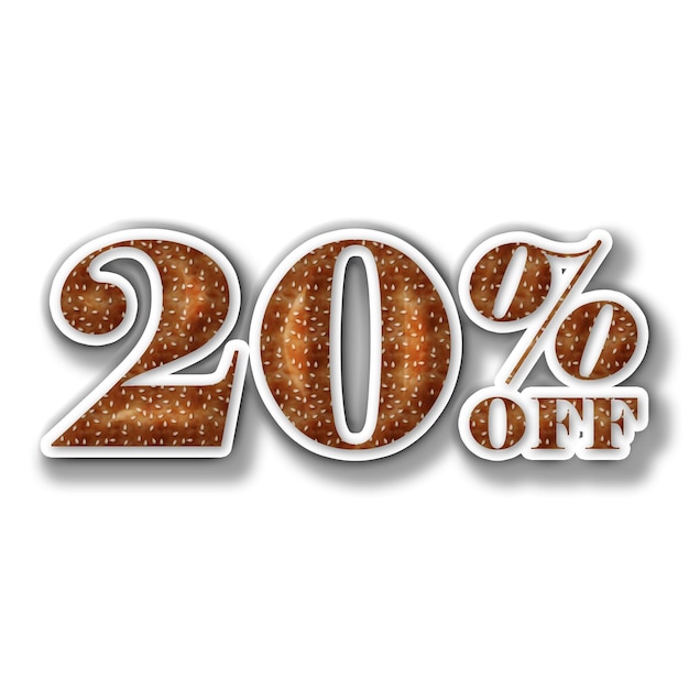 20 Percent Discount Offers Tag with Burger Style Design