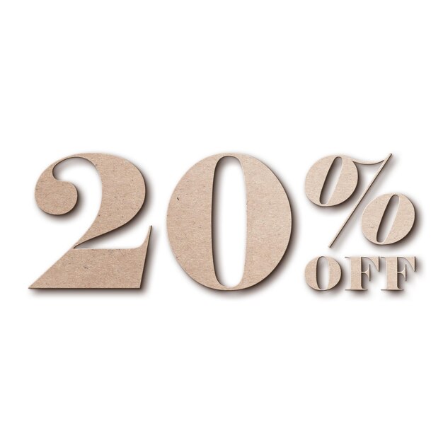 20 Percent Discount Offers Tag with Card Board Style Design