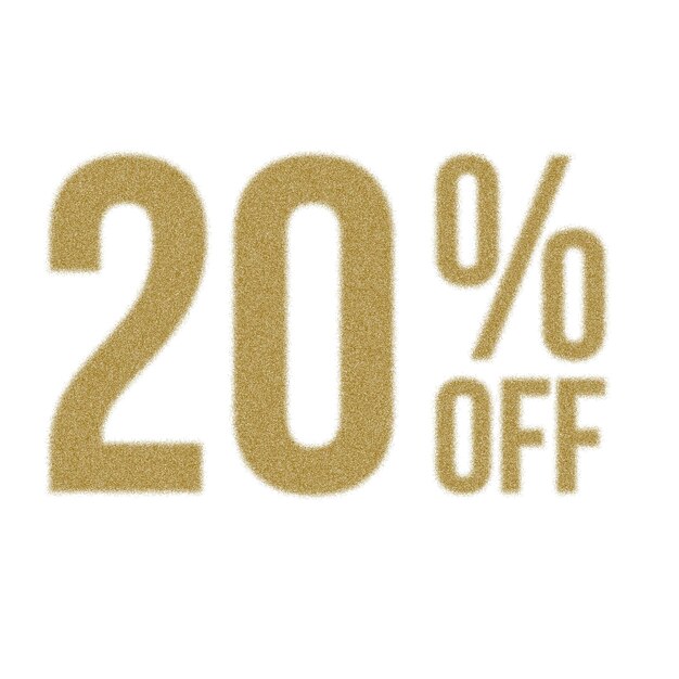 Photo 20 percent discount offers tag with gold dust style design