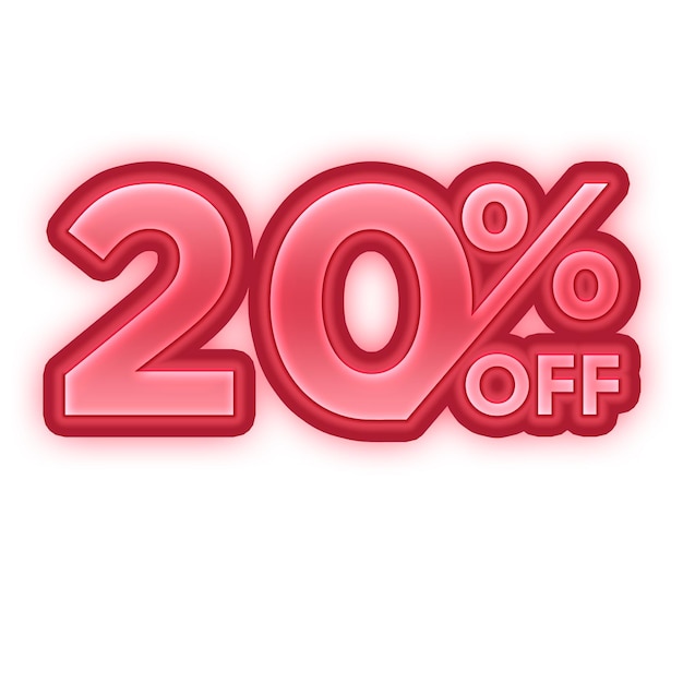 20 percent discount offers tag with red embossed style design